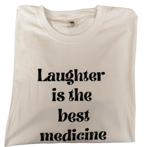 Laughter is the best medicine-fehér hosszú póló